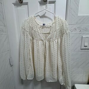 Old Navy Cream Blouse with Subtle Pattern